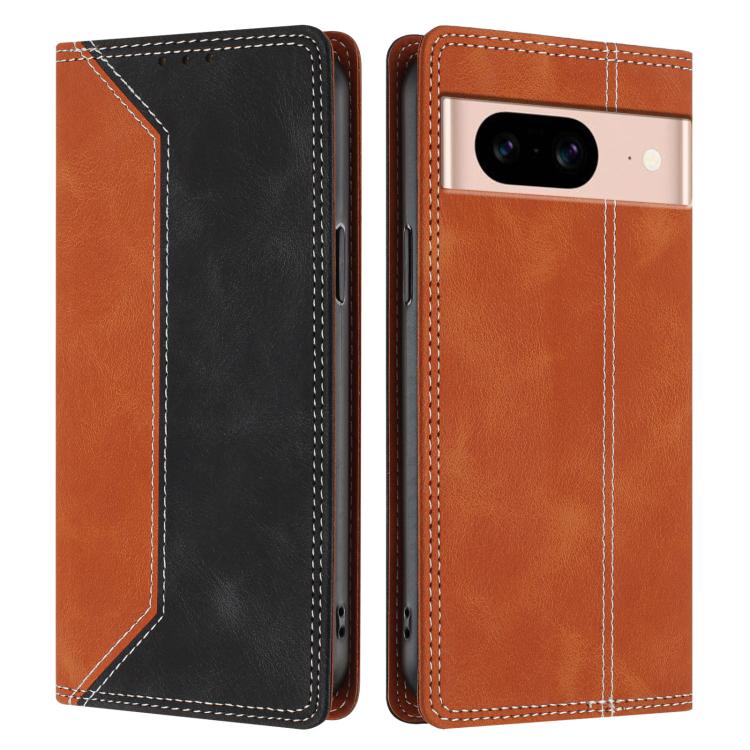 For Google Pixel 8a Skin Feel Two-tone RFID Blocking Vegan Leather Phone Case