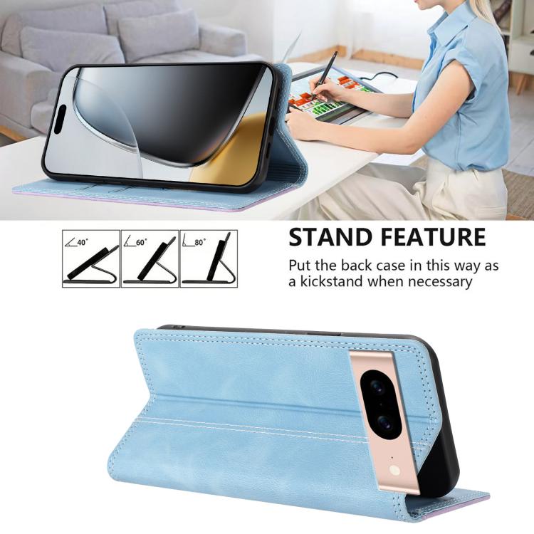 For Google Pixel 8a Skin Feel Two-tone RFID Blocking Vegan Leather Phone Case