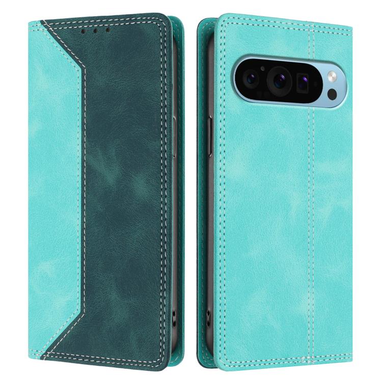 For Google Pixel 9 Pro Skin Feel Two-tone RFID Blocking Vegan Leather Phone Case