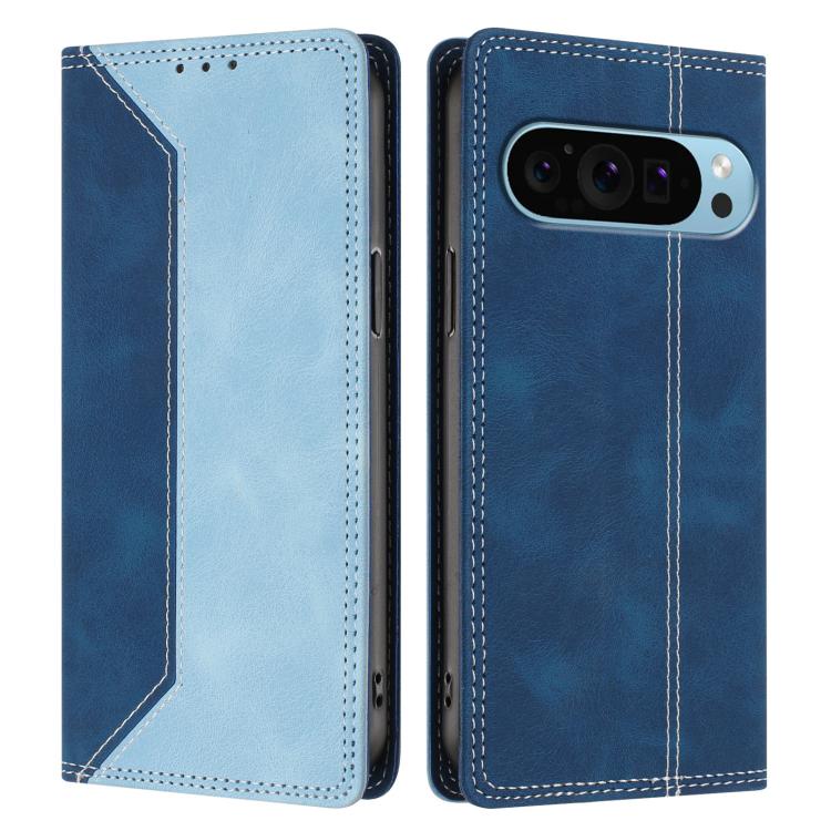 For Google Pixel 9 Pro Skin Feel Two-tone RFID Blocking Vegan Leather Phone Case