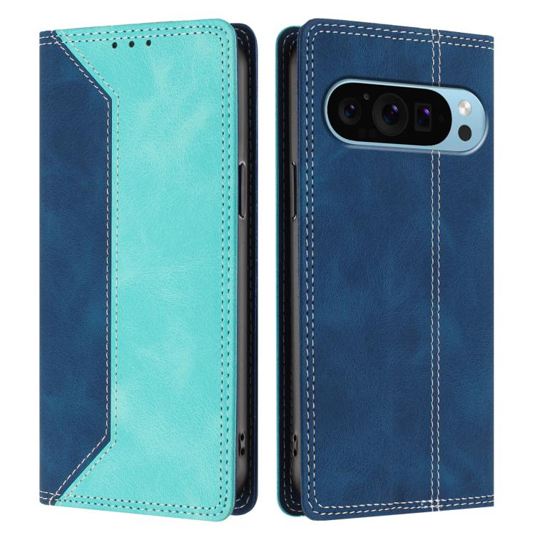 For Google Pixel 9 Pro Skin Feel Two-tone RFID Blocking Vegan Leather Phone Case