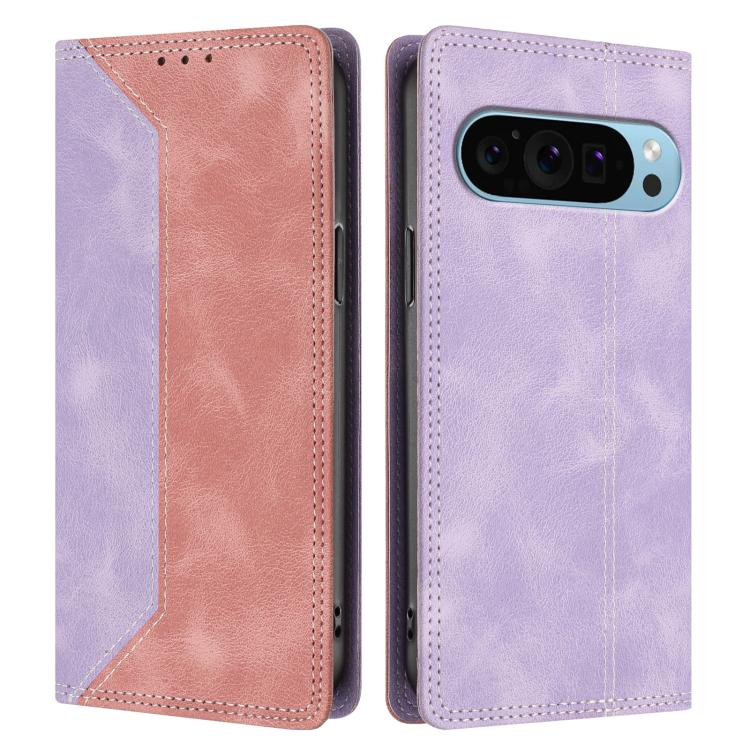 For Google Pixel 9 Pro Skin Feel Two-tone RFID Blocking Vegan Leather Phone Case
