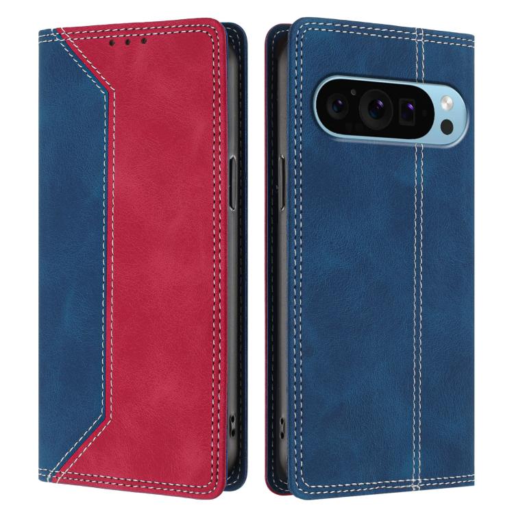 For Google Pixel 9 Pro Skin Feel Two-tone RFID Blocking Vegan Leather Phone Case
