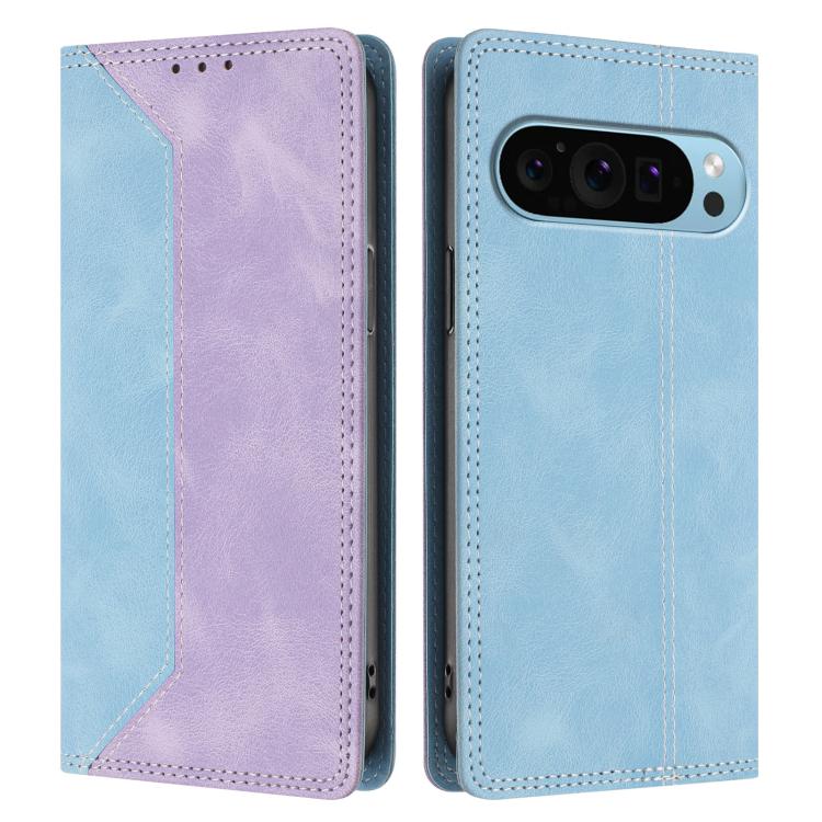 For Google Pixel 9 Pro Skin Feel Two-tone RFID Blocking Vegan Leather Phone Case