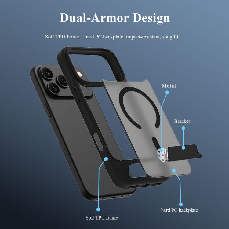 For iPhone 17 Pro Max LeReach Le-Chic Series Hidden Kickstand C-Shaped Magnetic Phone Case
