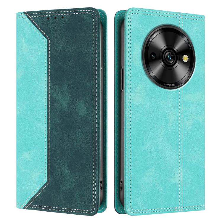 For Oukitel C59 Pro Skin Feel Two-tone RFID Blocking Vegan Leather Phone Case