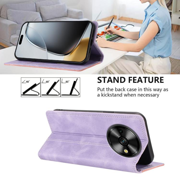 For Oukitel C59 Pro Skin Feel Two-tone RFID Blocking Vegan Leather Phone Case