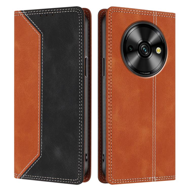 For Oukitel C59 Pro Skin Feel Two-tone RFID Blocking Vegan Leather Phone Case