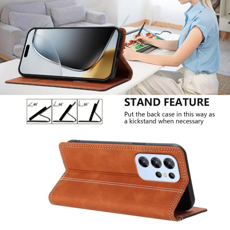 For Oukitel C1 / C1 Pro Skin Feel Two-tone RFID Blocking Vegan Leather Phone Case