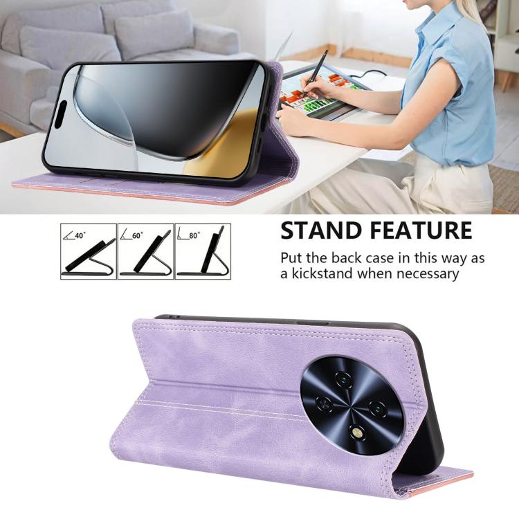 For Oukitel C5 4G 2025 Skin Feel Two-tone RFID Blocking Vegan Leather Phone Case