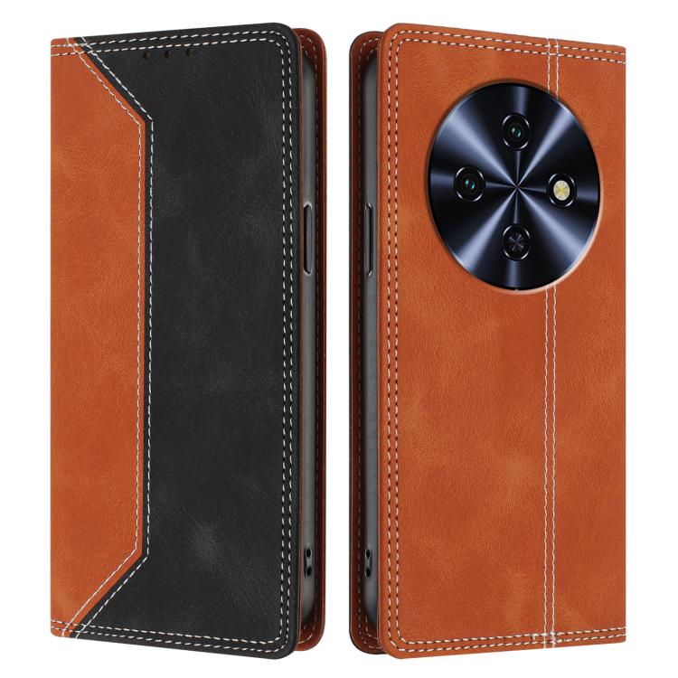 For Oukitel C5 4G 2025 Skin Feel Two-tone RFID Blocking Vegan Leather Phone Case