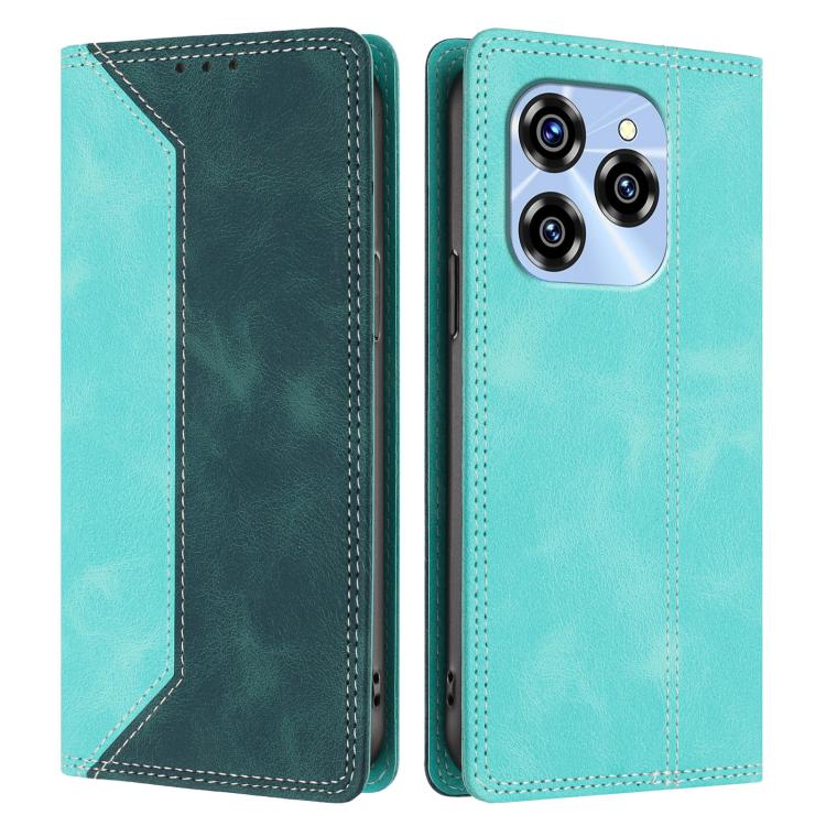 For Oukitel C50 Skin Feel Two-tone RFID Blocking Vegan Leather Phone Case