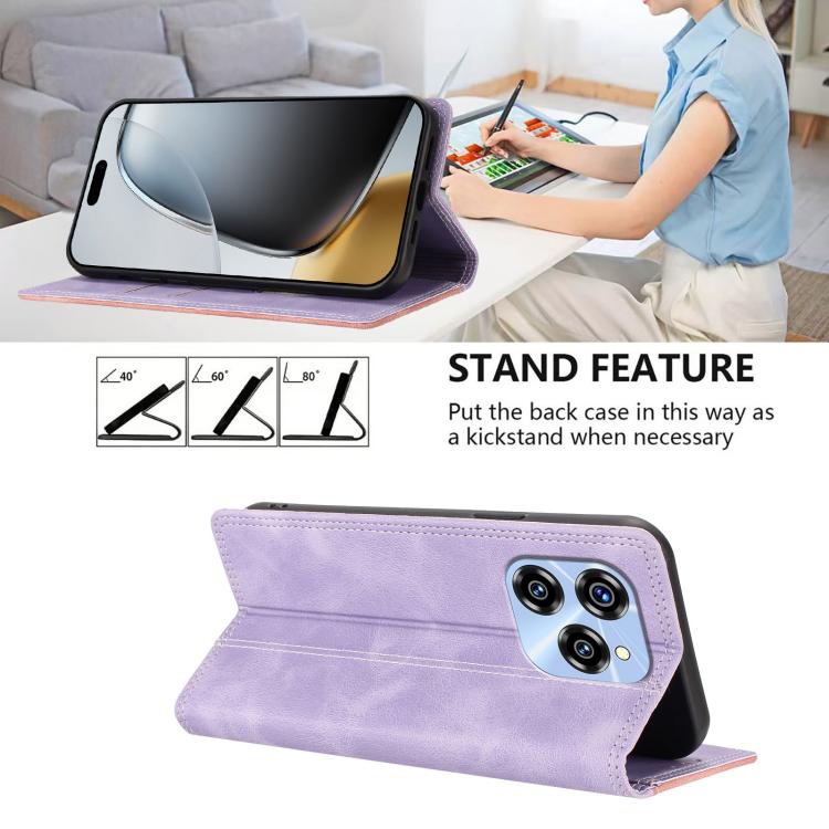 For Oukitel C50 Skin Feel Two-tone RFID Blocking Vegan Leather Phone Case