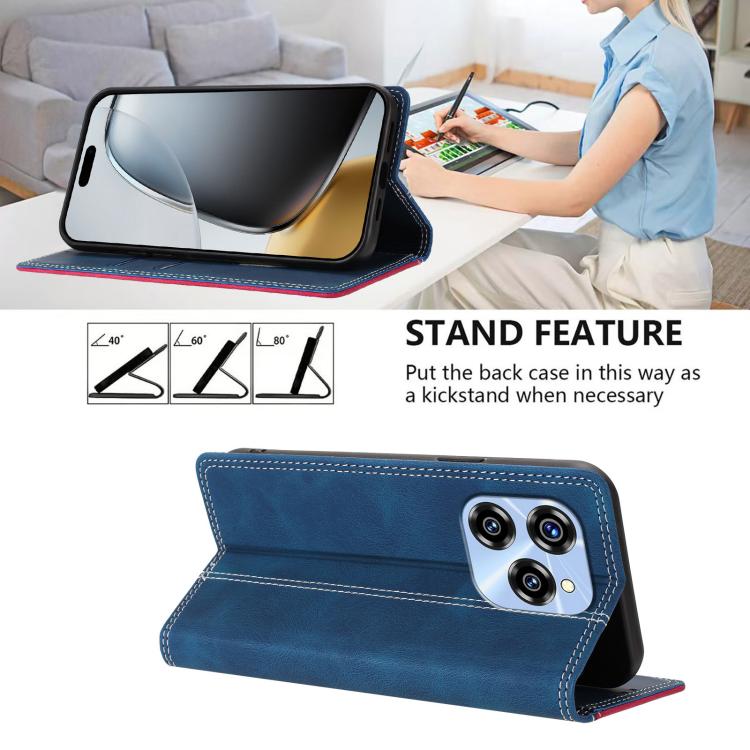 For Oukitel C50 Skin Feel Two-tone RFID Blocking Vegan Leather Phone Case