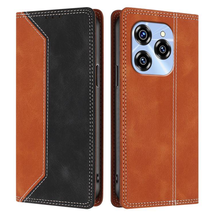 For Oukitel C50 Skin Feel Two-tone RFID Blocking Vegan Leather Phone Case