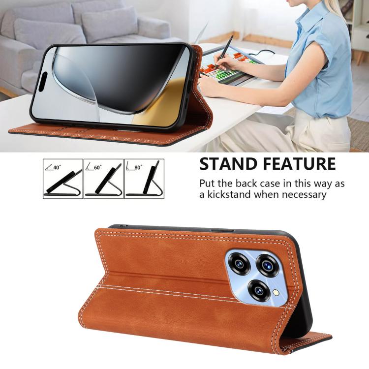 For Oukitel C50 Skin Feel Two-tone RFID Blocking Vegan Leather Phone Case