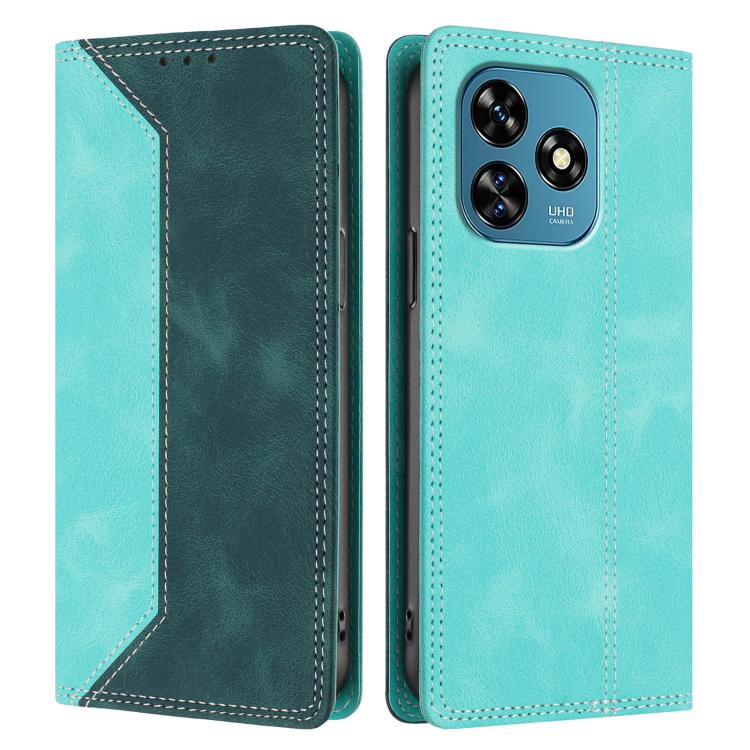 For Oukitel C51 Skin Feel Two-tone RFID Blocking Vegan Leather Phone Case