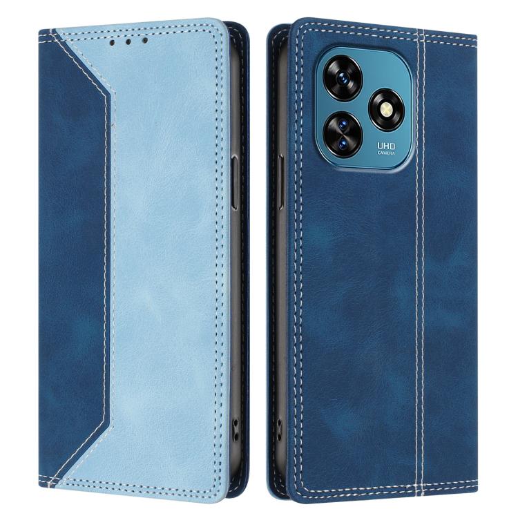 For Oukitel C51 Skin Feel Two-tone RFID Blocking Vegan Leather Phone Case
