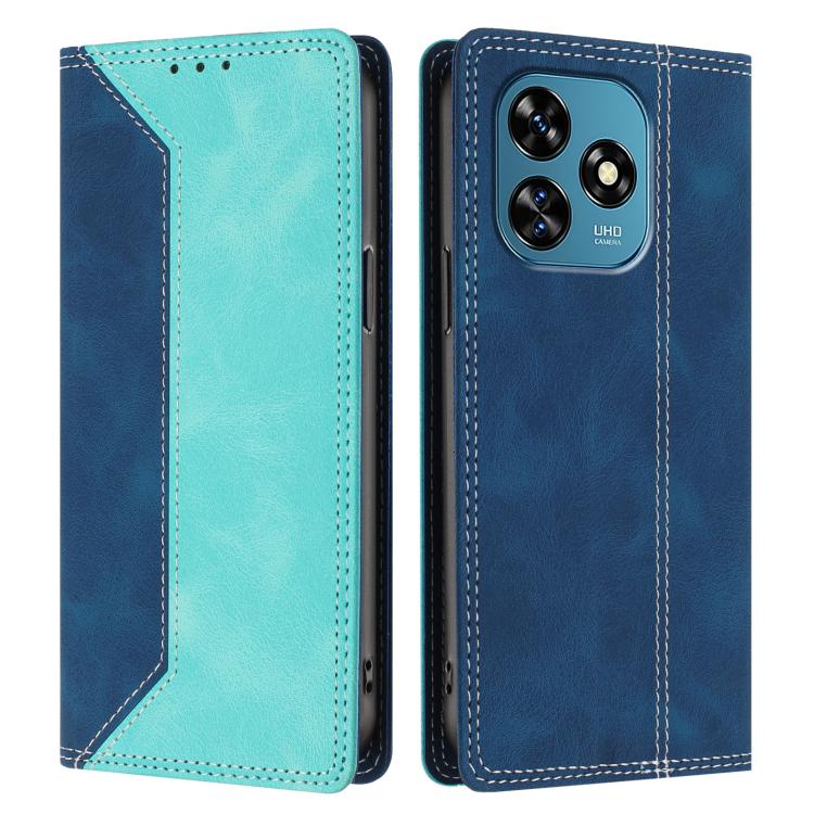 For Oukitel C51 Skin Feel Two-tone RFID Blocking Vegan Leather Phone Case