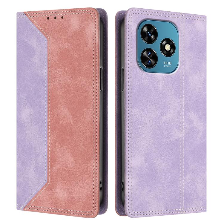 For Oukitel C51 Skin Feel Two-tone RFID Blocking Vegan Leather Phone Case