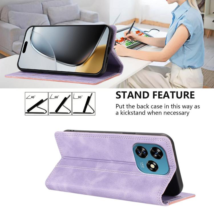 For Oukitel C51 Skin Feel Two-tone RFID Blocking Vegan Leather Phone Case