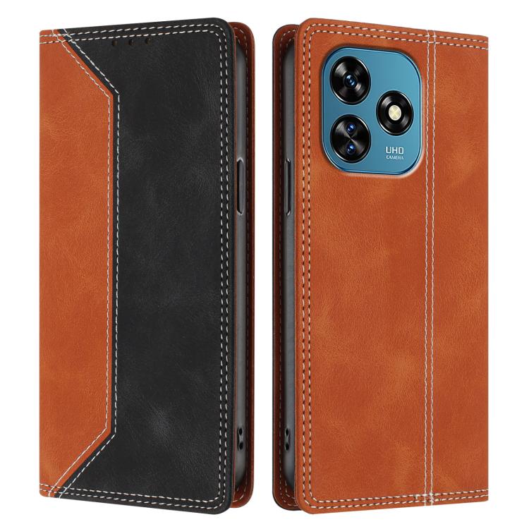 For Oukitel C51 Skin Feel Two-tone RFID Blocking Vegan Leather Phone Case