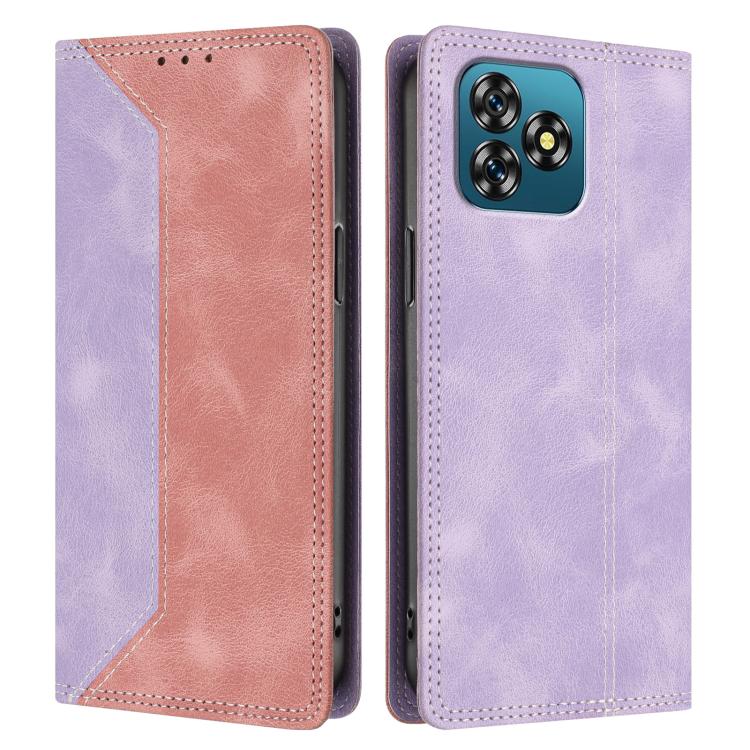 For Oukitel C53 Skin Feel Two-tone RFID Blocking Vegan Leather Phone Case