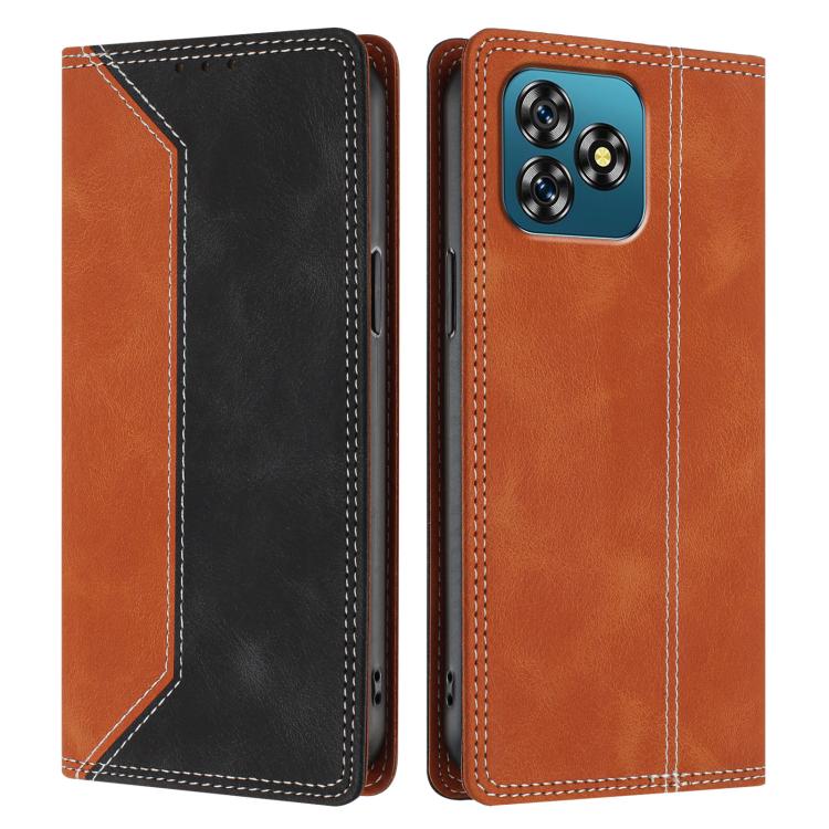 For Oukitel C53 Skin Feel Two-tone RFID Blocking Vegan Leather Phone Case