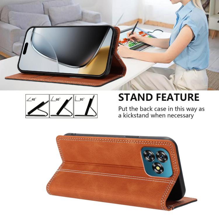 For Oukitel C53 Skin Feel Two-tone RFID Blocking Vegan Leather Phone Case