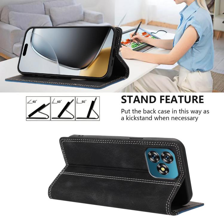 For Oukitel C53 Skin Feel Two-tone RFID Blocking Vegan Leather Phone Case