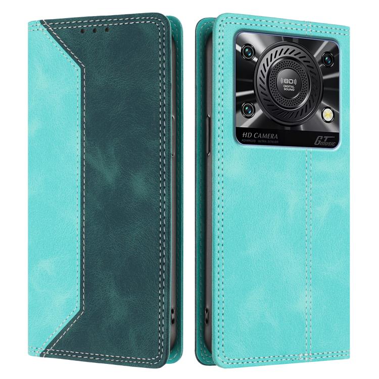 For Oukitel C60 / C60 Pro Skin Feel Two-tone RFID Blocking Vegan Leather Phone Case