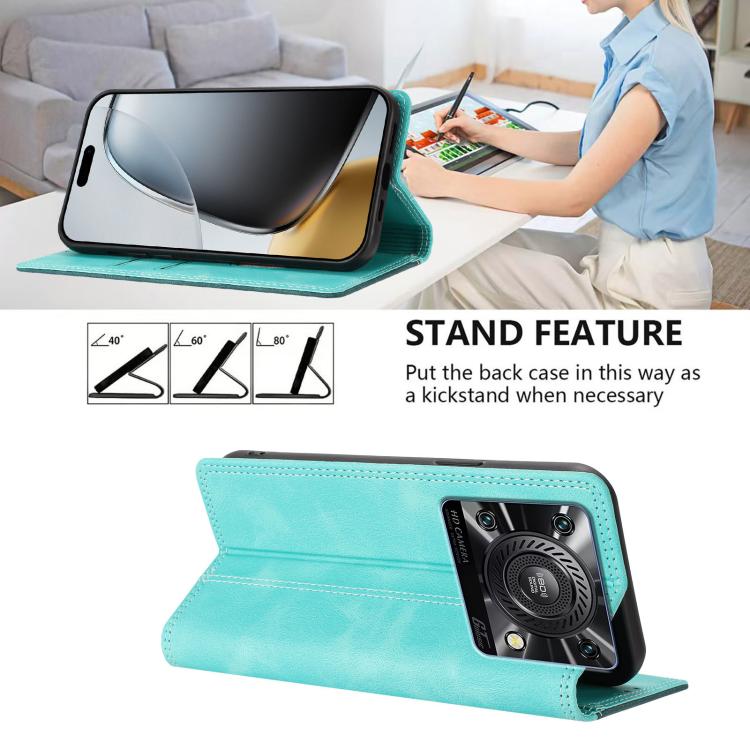 For Oukitel C60 / C60 Pro Skin Feel Two-tone RFID Blocking Vegan Leather Phone Case