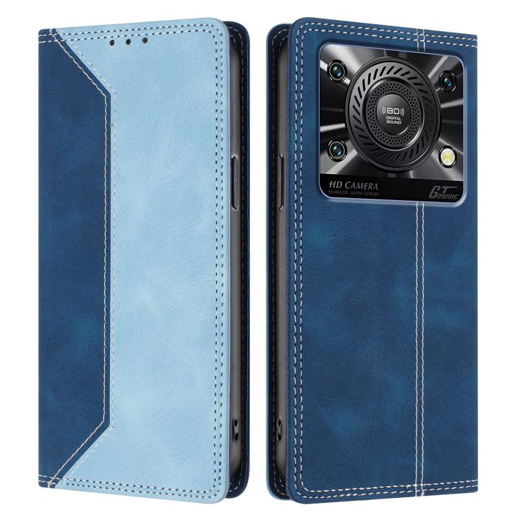 For Oukitel C60 / C60 Pro Skin Feel Two-tone RFID Blocking Vegan Leather Phone Case