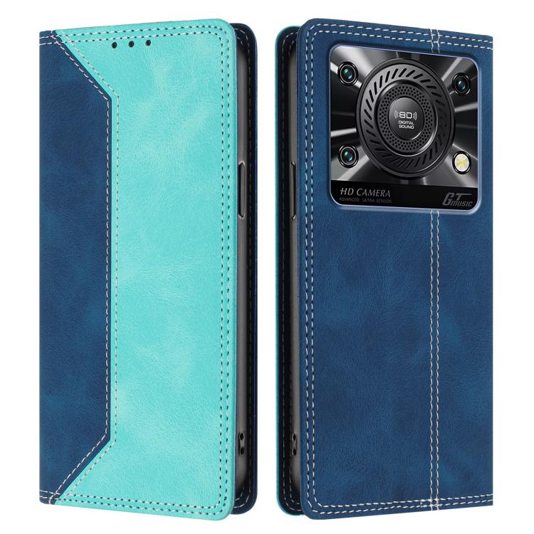 For Oukitel C60 / C60 Pro Skin Feel Two-tone RFID Blocking Vegan Leather Phone Case