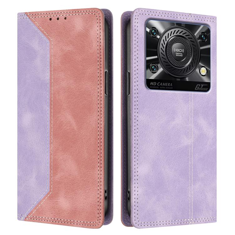 For Oukitel C60 / C60 Pro Skin Feel Two-tone RFID Blocking Vegan Leather Phone Case