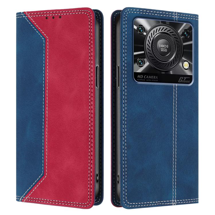For Oukitel C60 / C60 Pro Skin Feel Two-tone RFID Blocking Vegan Leather Phone Case