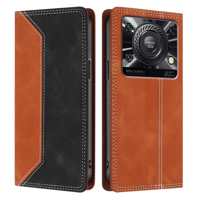 For Oukitel C60 / C60 Pro Skin Feel Two-tone RFID Blocking Vegan Leather Phone Case