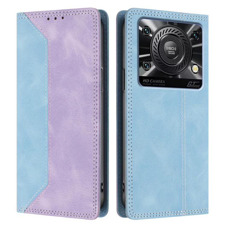 For Oukitel C60 / C60 Pro Skin Feel Two-tone RFID Blocking Vegan Leather Phone Case