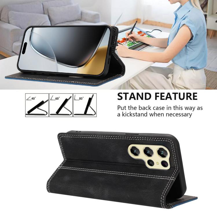 For Oukitel C61 / C61 Pro Skin Feel Two-tone RFID Blocking Vegan Leather Phone Case