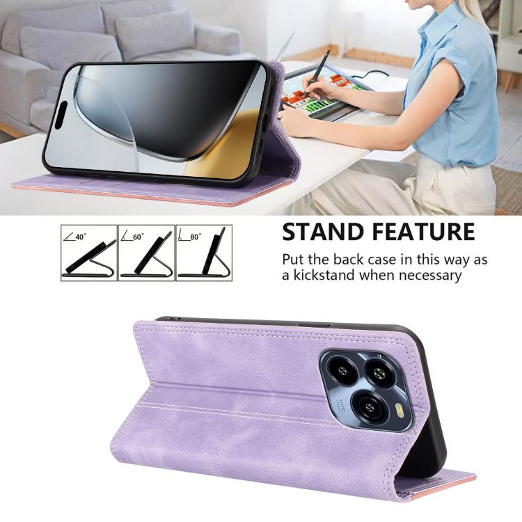For Oukitel C65 / C65 Pro Skin Feel Two-tone RFID Blocking Vegan Leather Phone Case