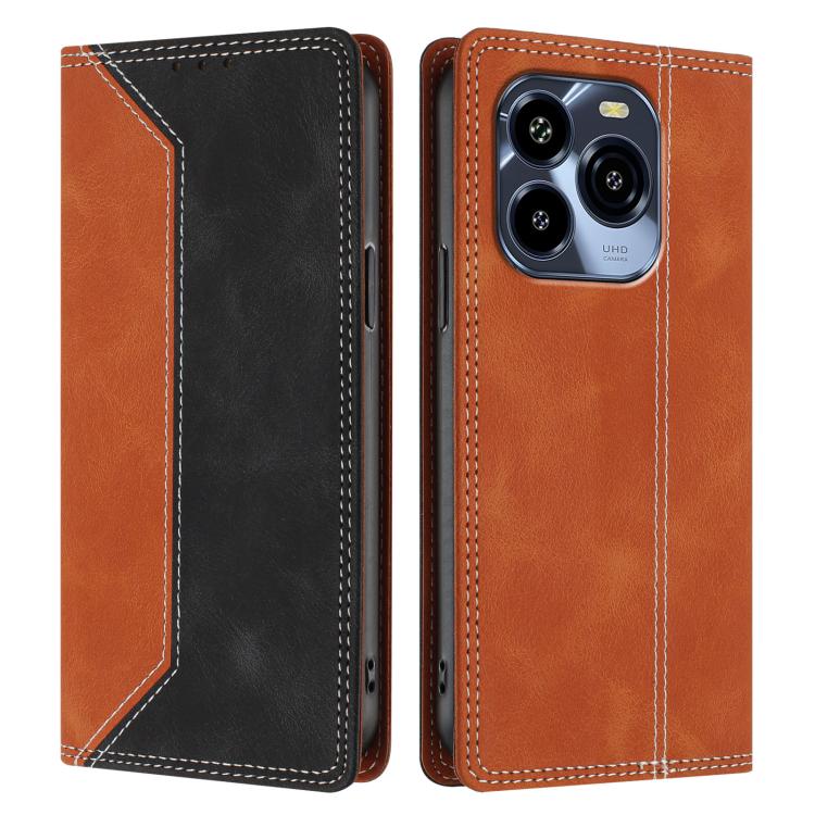 For Oukitel C65 / C65 Pro Skin Feel Two-tone RFID Blocking Vegan Leather Phone Case