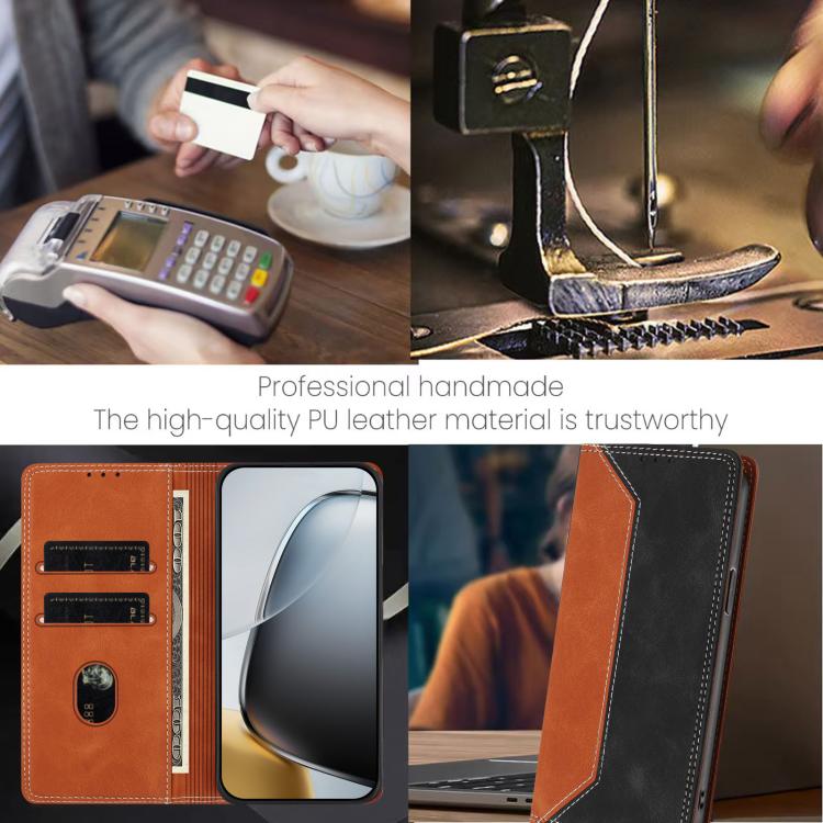 For Oukitel C65 / C65 Pro Skin Feel Two-tone RFID Blocking Vegan Leather Phone Case