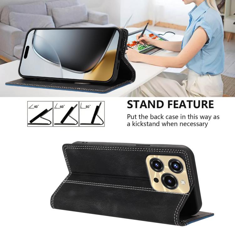 For Oukitel C68 Skin Feel Two-tone RFID Blocking Vegan Leather Phone Case