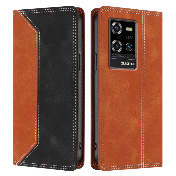 For Oukitel WP50 5G Skin Feel Two-tone RFID Blocking Vegan Leather Phone Case
