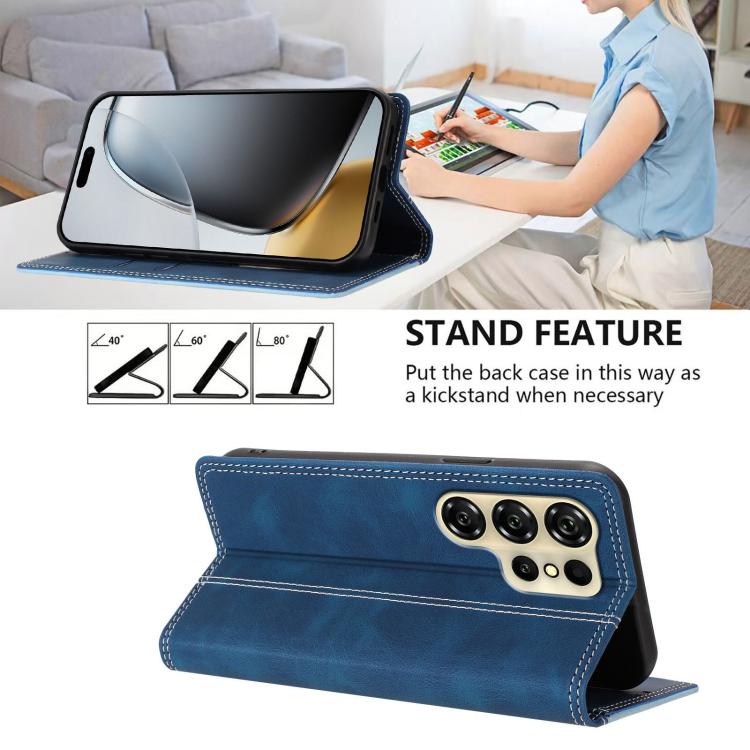 For Oukitel C26 Skin Feel Two-tone RFID Blocking Vegan Leather Phone Case