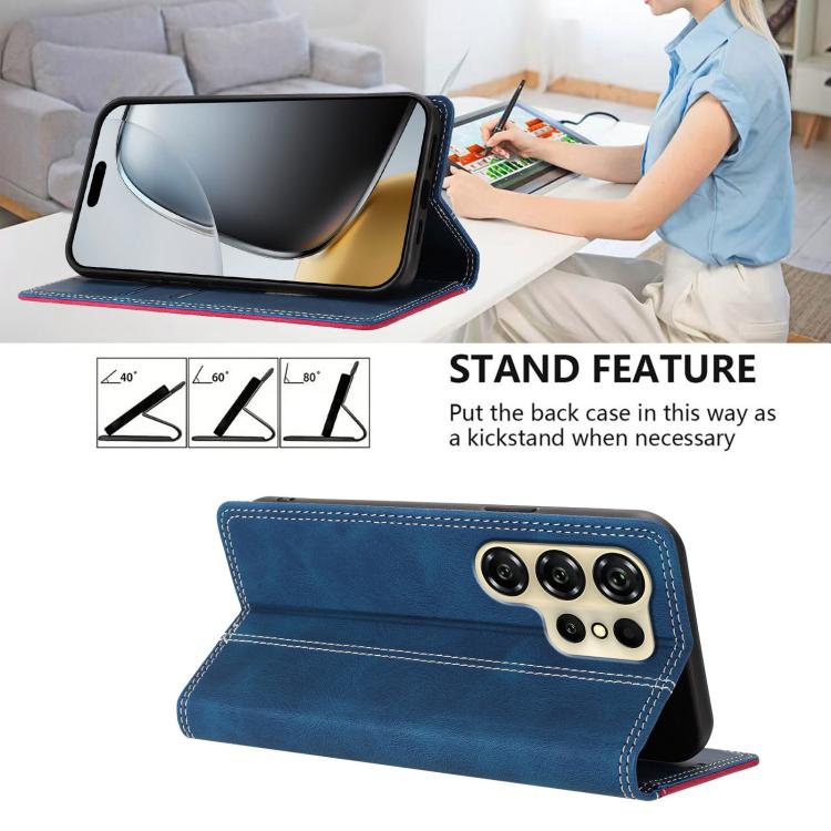 For Oukitel C26 Skin Feel Two-tone RFID Blocking Vegan Leather Phone Case