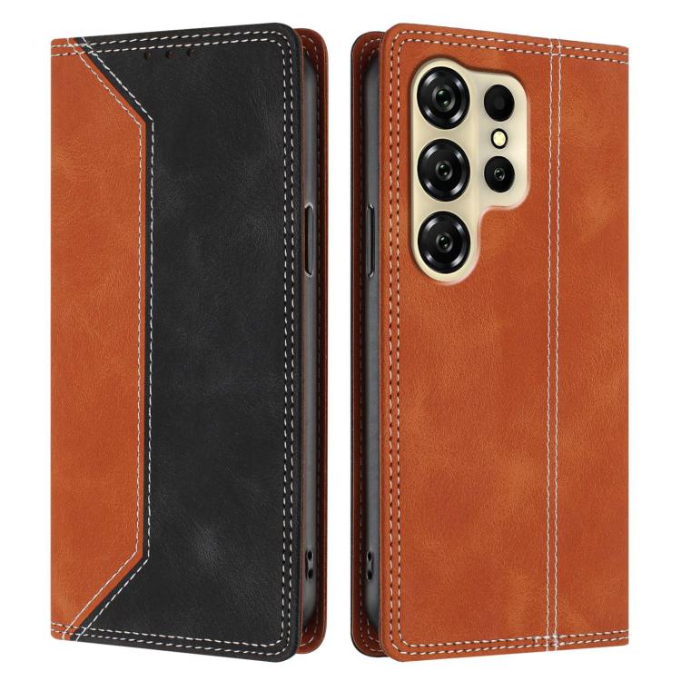 For Oukitel C26 Skin Feel Two-tone RFID Blocking Vegan Leather Phone Case
