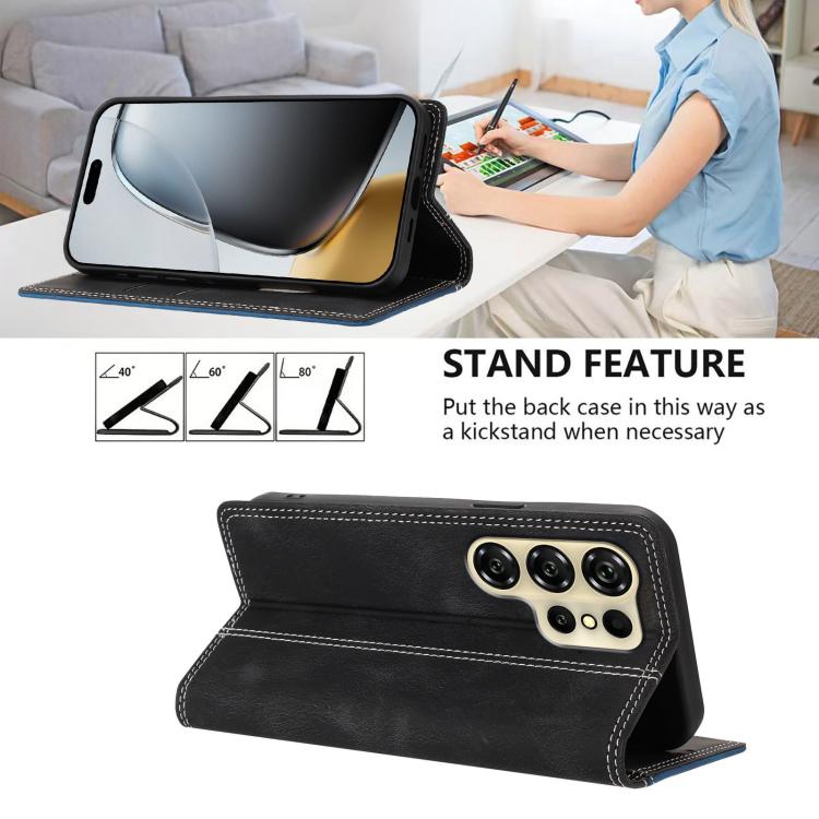 For Oukitel C26 Skin Feel Two-tone RFID Blocking Vegan Leather Phone Case