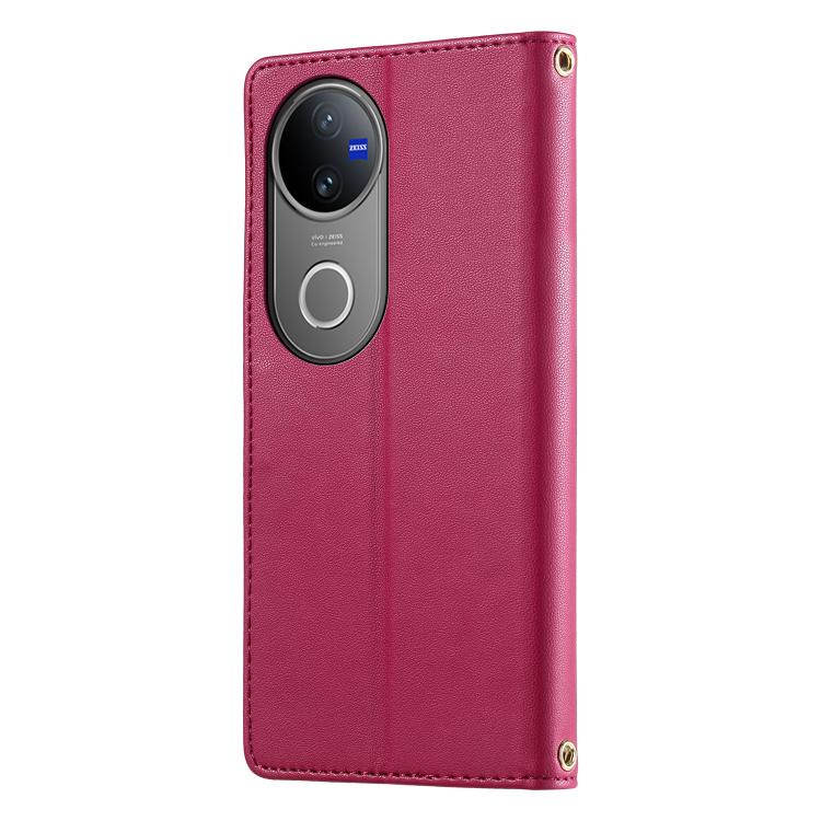 For vivo V50 5G Global Cute Cats Magnetic Closure Vegan Leather Phone Case with Strap