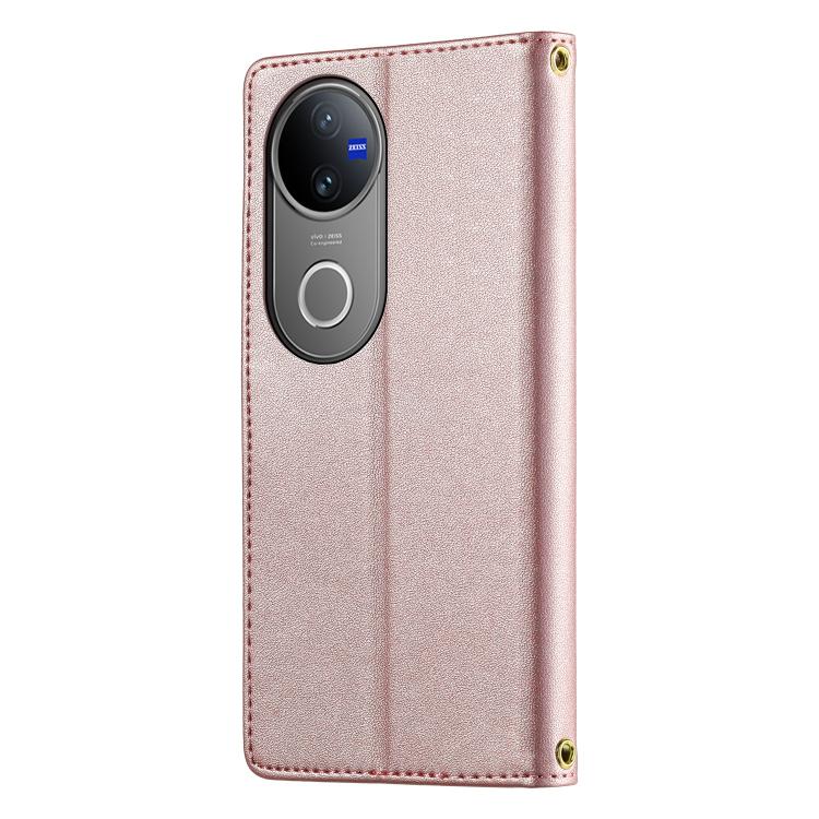 For vivo V50 5G Global Cute Cats Magnetic Closure Vegan Leather Phone Case with Strap
